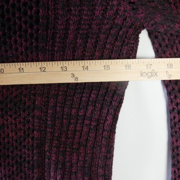 Guess Women S/P Red Heather Open Stitch Long Sleeve Scoop Neck Sweater Pullover - Picture 10 of 13